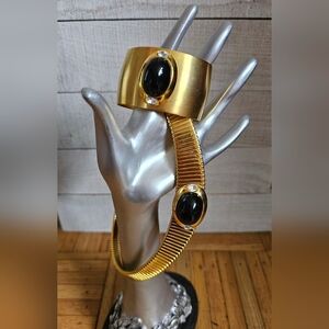 Vintage KJL For Monet Collar Necklace & Cuff Bracelet. Kenneth Jay Lane. Monet